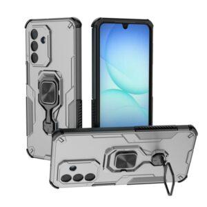 Samsung Galaxy A17 WANLONFENG Rugged Ring Kickstand with Tempered Glass - Gray