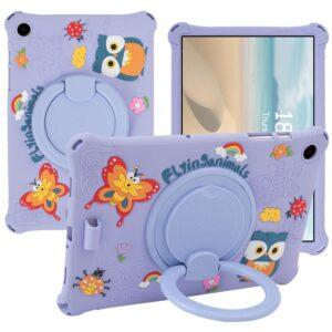 Samsung Galaxy Tab A9+ X216 Cartoon Design Rotatable Kickstand Silicone Cover – Purple
