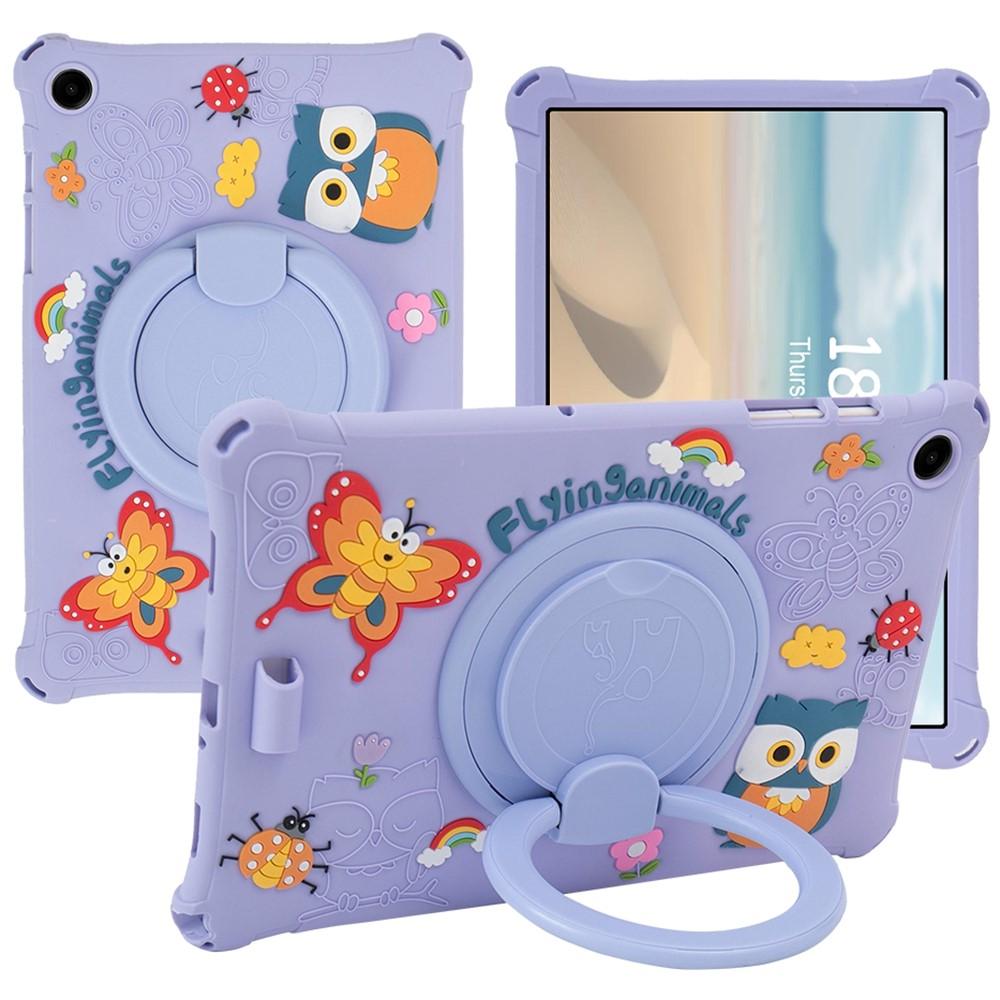 Samsung Galaxy Tab A9+ X216 Cartoon Design Rotatable Kickstand Silicone Cover - Purple