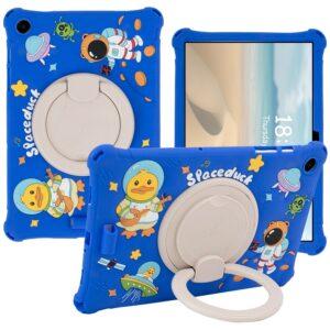 Samsung Galaxy Tab A9+ X216 Cartoon Design Rotatable Kickstand Silicone Cover – Dark Blue