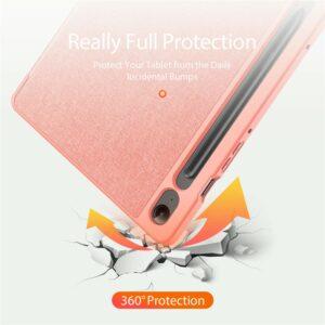 Samsung Tab S10 Lite/S10 FE/Tab S9 FE DUX DUCIS Domo Series Tri-Fold Stand Leather Cover – Pink
