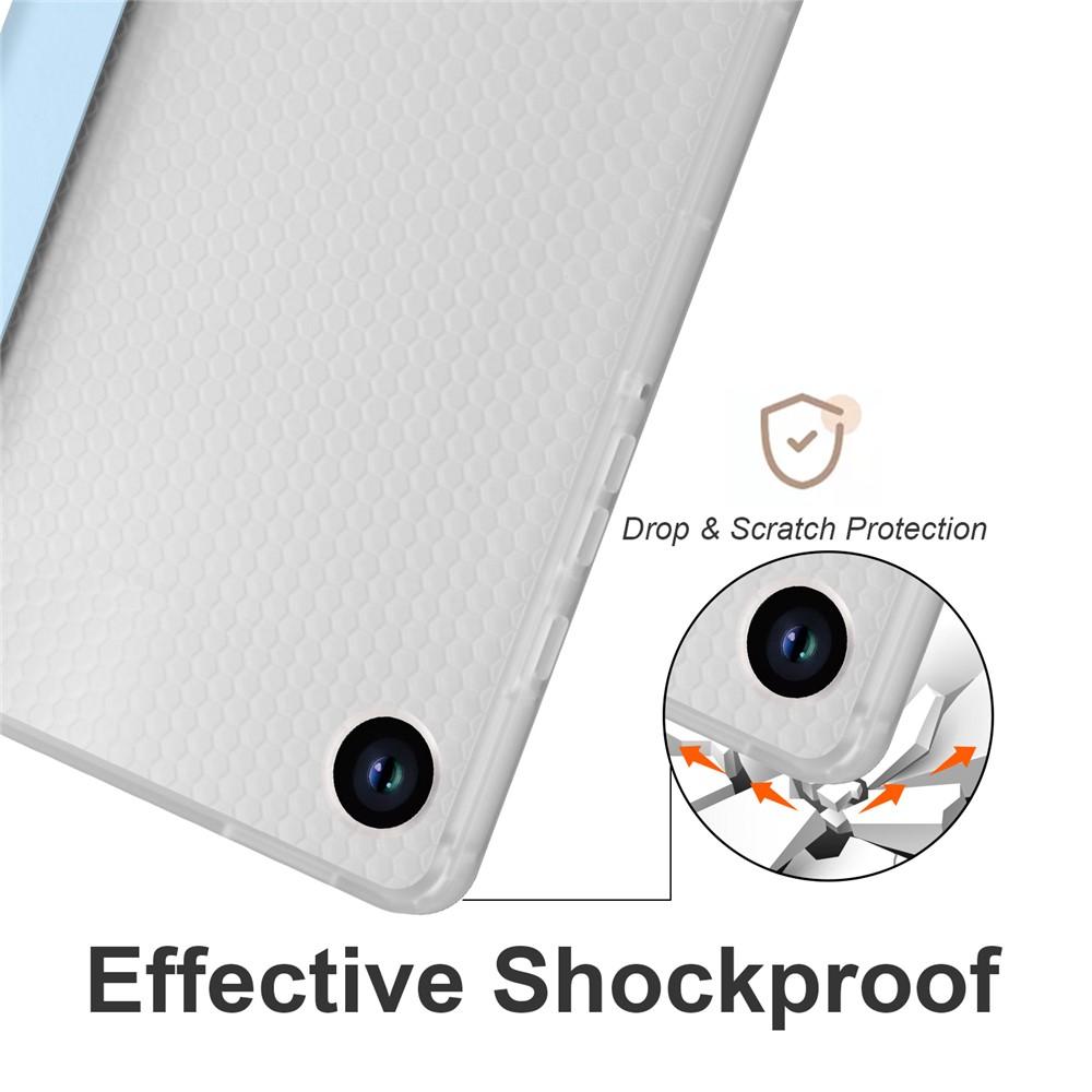 Samsung Galaxy Tab A9+ Clear Back Tri-fold Leather Cover with Pen Slot - Baby Blue - Image 3