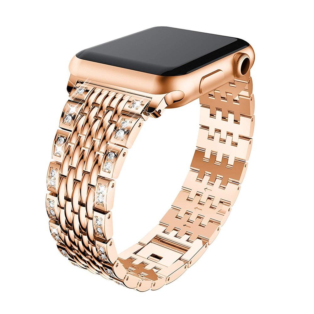 Rhinestone Metal Smart Strap for Apple Watch 42mm /41mm / 40mm /38mm - Rose Gold