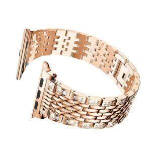 Rhinestone Metal Smart Strap for Apple Watch  42mm /41mm / 40mm /38mm – Rose Gold