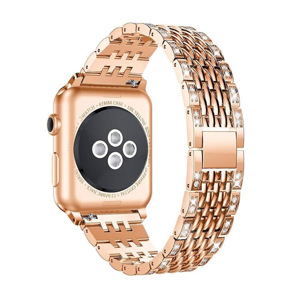 Rhinestone Metal Smart Strap for Apple Watch 42mm /41mm / 40mm /38mm - Rose Gold - Image 3