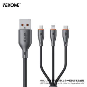 Wekome WDC-79 3-in-1 66W KINKONG Flash Series Ultra-Fast Data Cable - Black