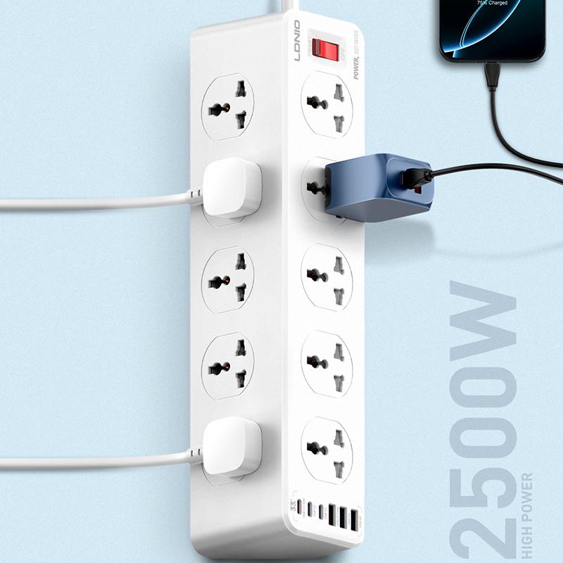 LDNIO SC10610C Extension Strip with 10 Outlet 3-PD 3-USB Charging Ports 2 Meters UK Plug - Image 4