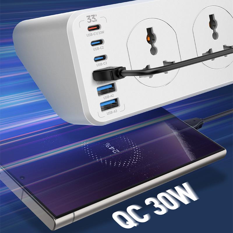LDNIO SC10610C Extension Strip with 10 Outlet 3-PD 3-USB Charging Ports 2 Meters UK Plug - Image 5