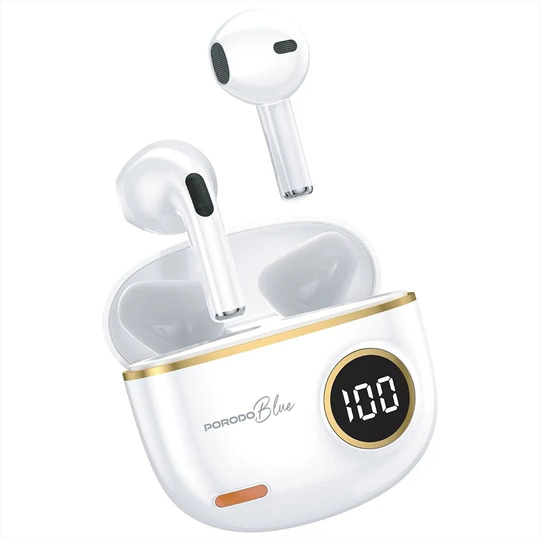 Porodo Pop Tune True Wireless Earbuds - White - Image 3