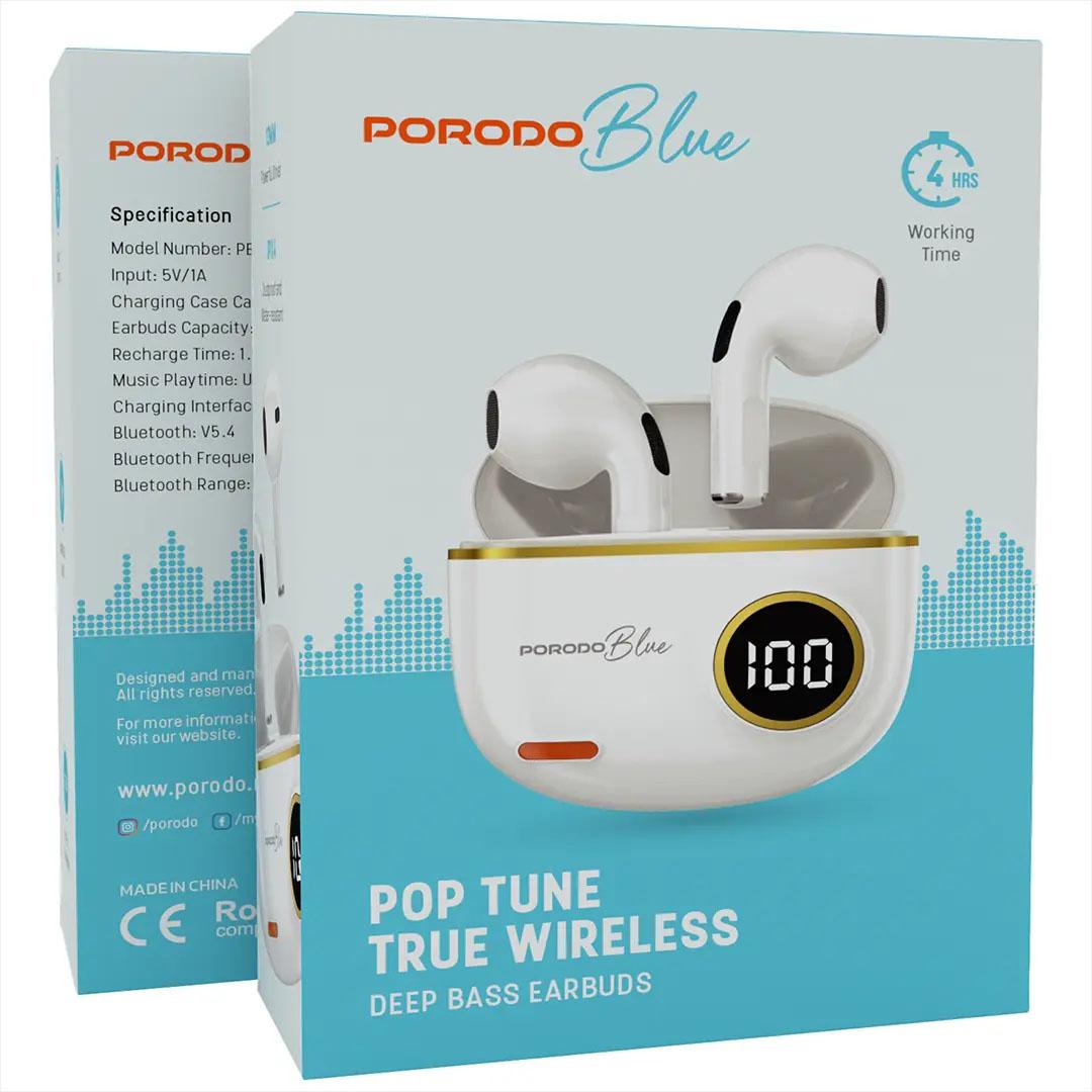 Porodo Pop Tune True Wireless Earbuds - White - Image 4