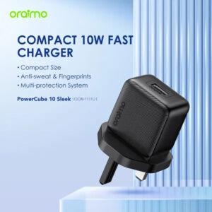 Oraimo PowerCube 10 Sleek 10w Fast Charger with Type-C – Black OCW-1111UC