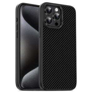 iPhone 13 Pro Max IPAKY Carbon Fiber Texture Shockproof TPU Cover – Black