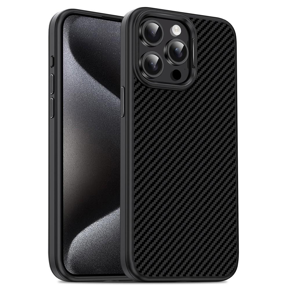 iPhone 13 Pro Max IPAKY Carbon Fiber Texture Shockproof TPU Cover - Black