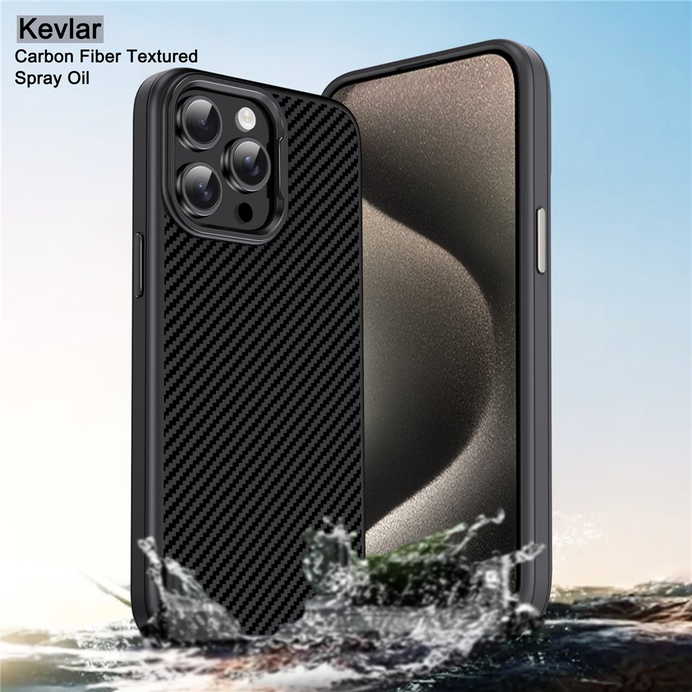 iPhone 13 Pro Max IPAKY Carbon Fiber Texture Shockproof TPU Cover - Black - Image 9
