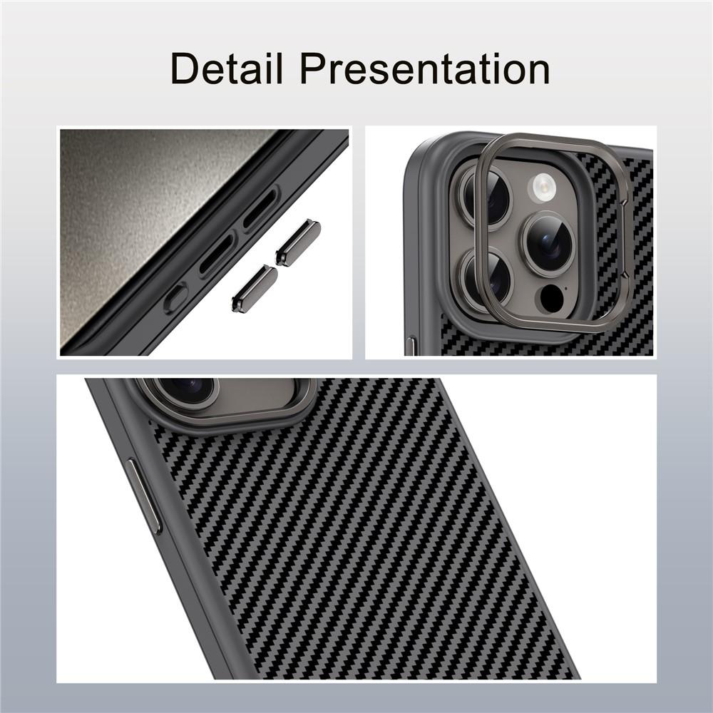 iPhone 13 Pro Max IPAKY Carbon Fiber Texture Shockproof TPU Cover - Black - Image 8