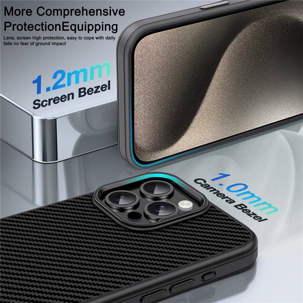 iPhone 13 Pro Max IPAKY Carbon Fiber Texture Shockproof TPU Cover - Black - Image 7