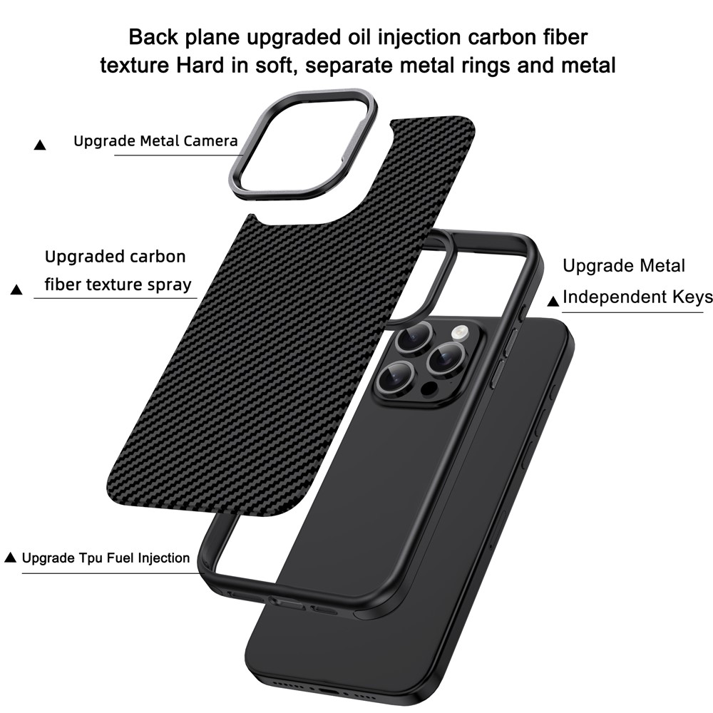 iPhone 13 Pro Max IPAKY Carbon Fiber Texture Shockproof TPU Cover - Black - Image 6