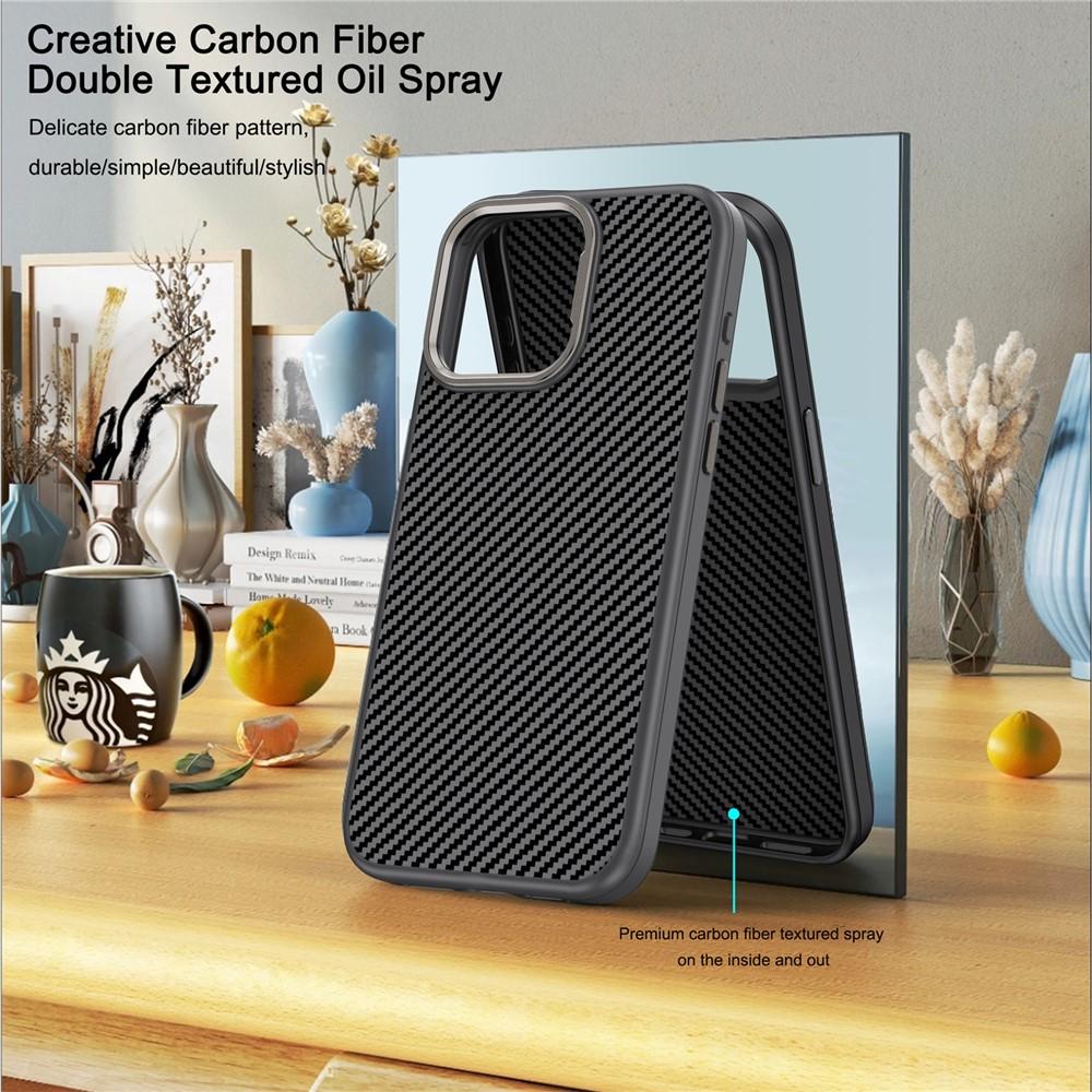 iPhone 13 Pro Max IPAKY Carbon Fiber Texture Shockproof TPU Cover - Black - Image 5