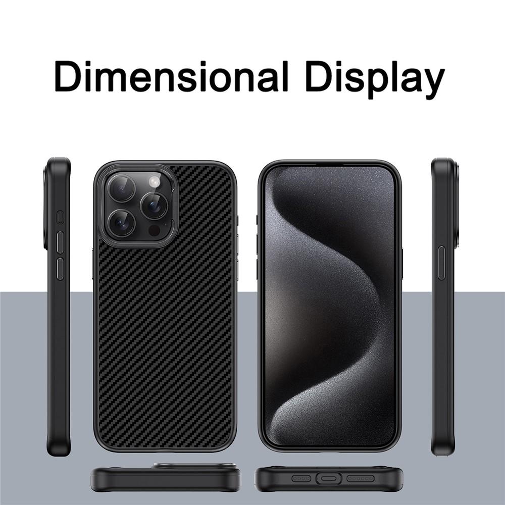 iPhone 13 Pro Max IPAKY Carbon Fiber Texture Shockproof TPU Cover - Black - Image 3