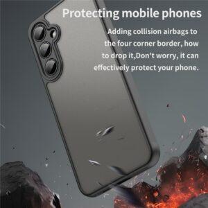 Samsung Galaxy A55 5G Drop Proof Frosted Translucent PC + TPU Cover – Black
