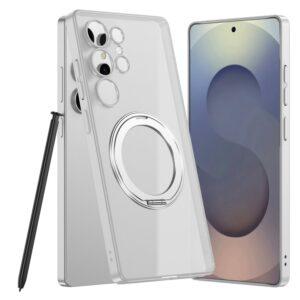 Samsung Galaxy S25 Ultra Rotating Kickstand Matte PC+TPU MagSafe Cover – Silver