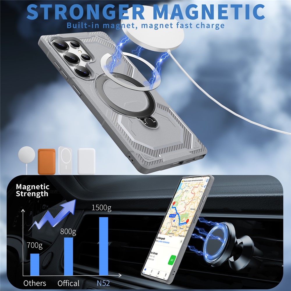 Samsung Galaxy S25 Ultra MagSafe Kickstand TPU + PC Cover - Grey - Image 6