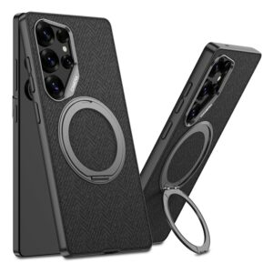 Samsung Galaxy S25 Ultra GKK Magsafe Kickstand PC+TPU Cloth Cover – Black