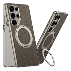 Samsung Galaxy S25 Ultra GKK Magsafe Kickstand PC+TPU Cloth Cover – Brown