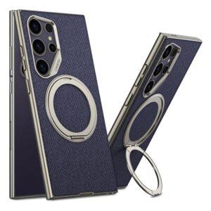 Samsung Galaxy S24 Ultra GKK Magsafe Kickstand PC+TPU Cloth Cover – Blue