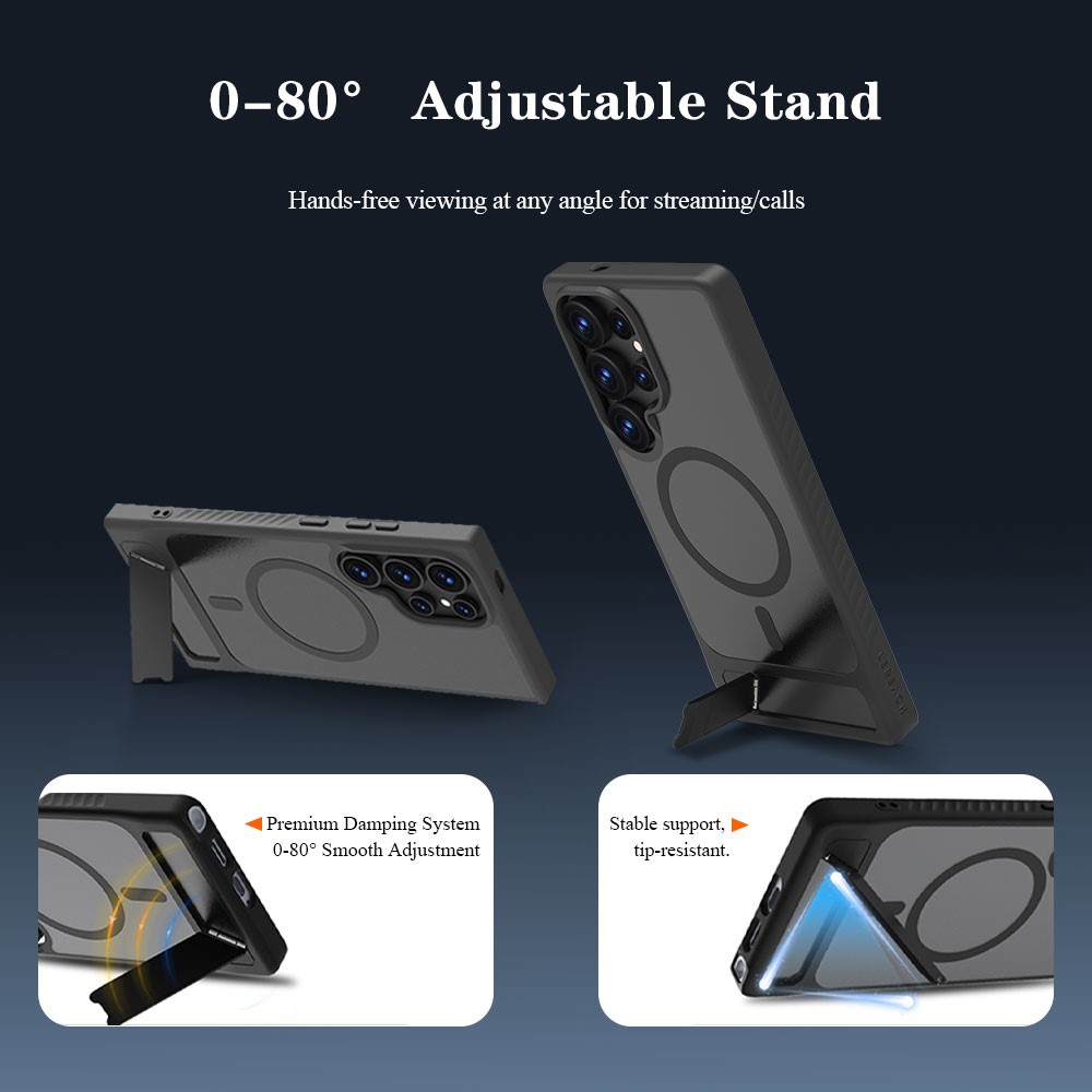 Samsung Galaxy S25 Ultra LEREACH Le-Chic Series MagSafe Kickstand TPU + PC Cover - Black - Image 18