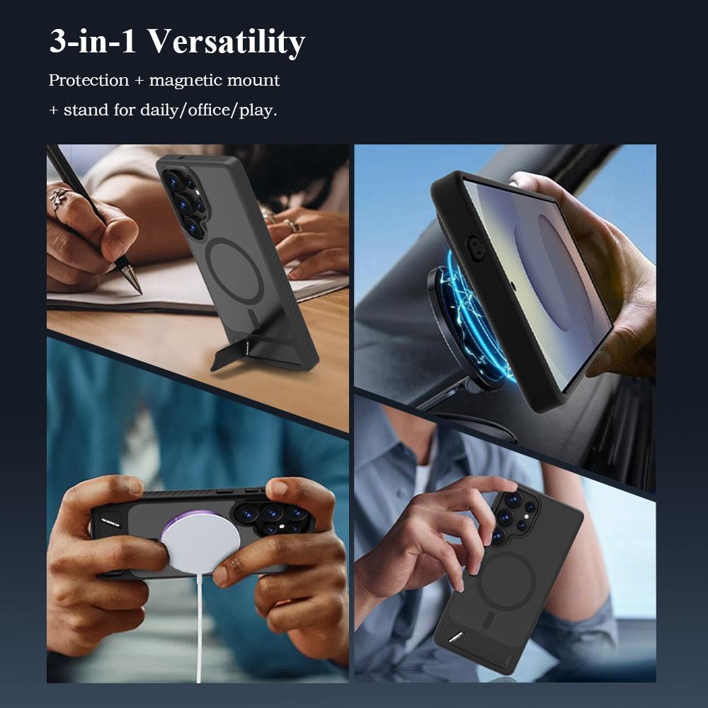 Samsung Galaxy S25 Ultra LEREACH Le-Chic Series MagSafe Kickstand TPU + PC Cover - Black - Image 14