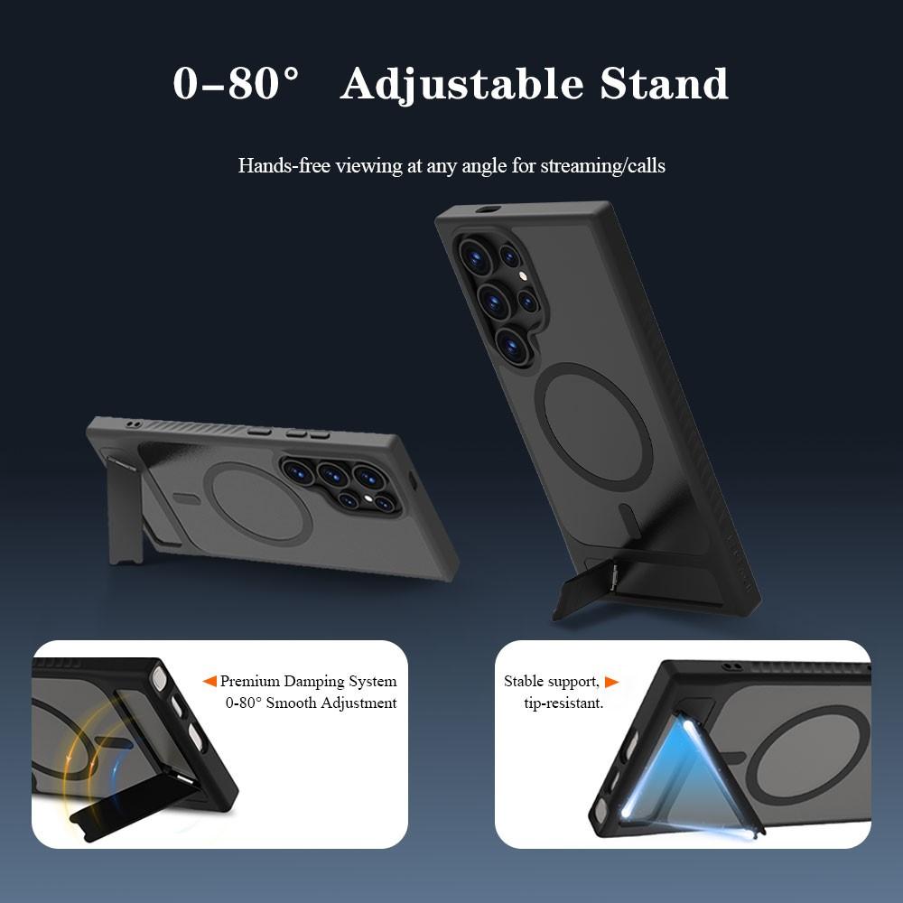 Samsung Galaxy S24 Ultra LEREACH Le-Chic Series MagSafe Kickstand TPU + PC Cover - Black - Image 18