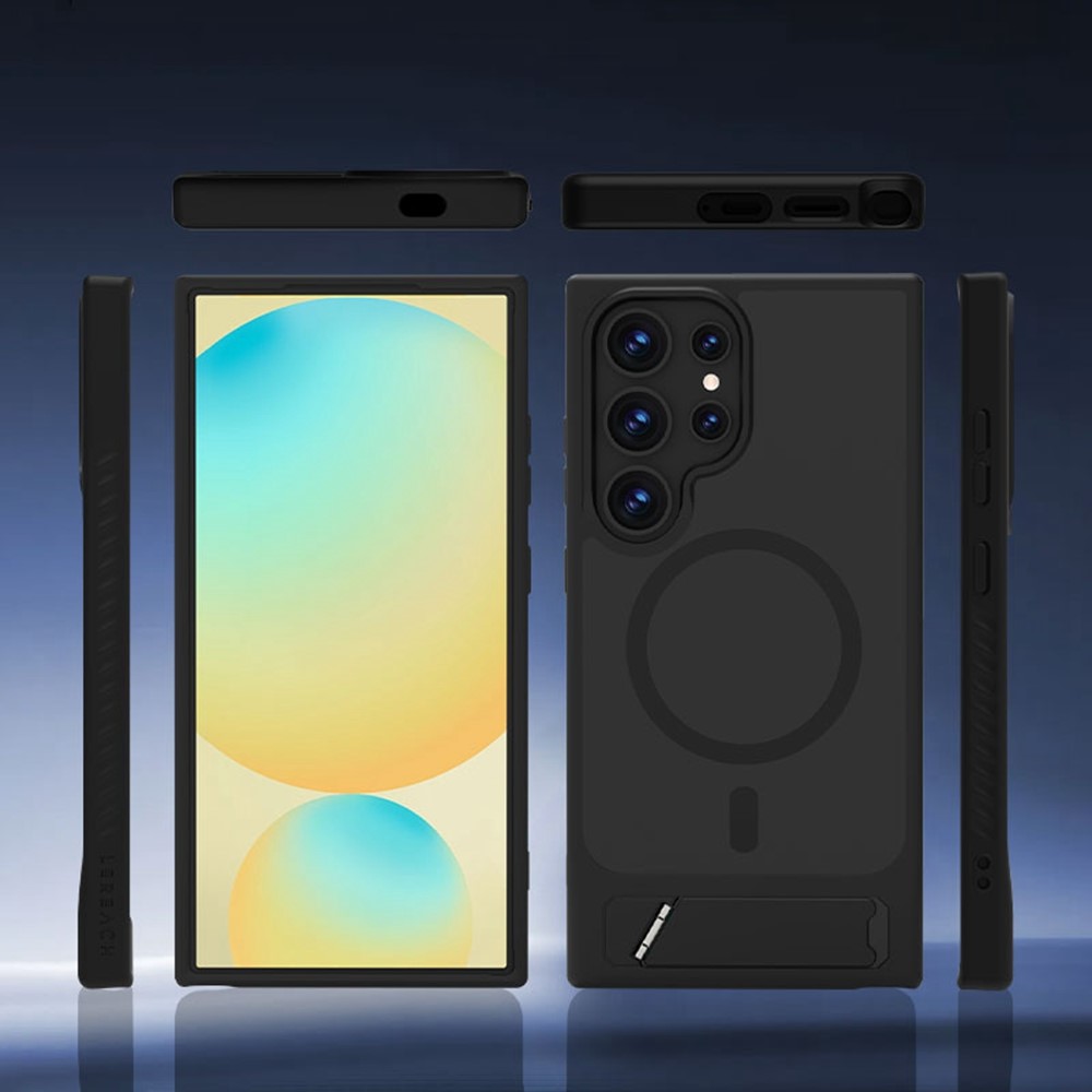 Samsung Galaxy S24 Ultra LEREACH Le-Chic Series MagSafe Kickstand TPU + PC Cover - Black - Image 10