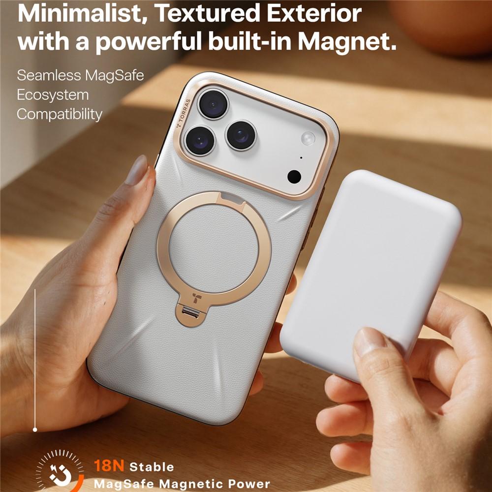 iPhone 17 Pro TORRAS Ostand Q3 VegSkin Series MagSafe Kickstand Cover - Grey - Image 4