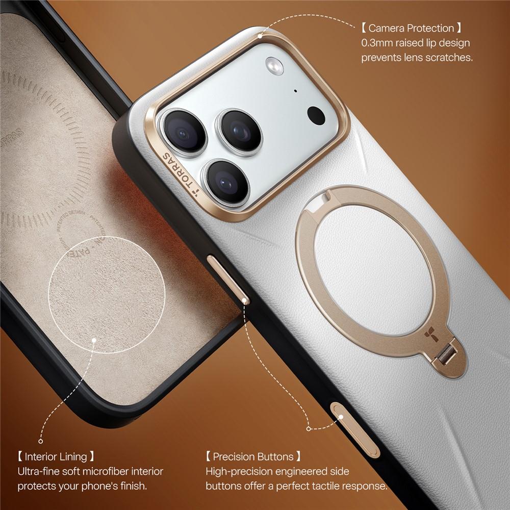 iPhone 17 Pro TORRAS Ostand Q3 VegSkin Series MagSafe Kickstand Cover - Grey - Image 5