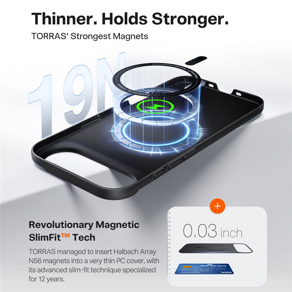 iPhone Air TORRAS Slimfit Mag Series MagSafe Hard PC Shockproof Cover - Black - Image 2