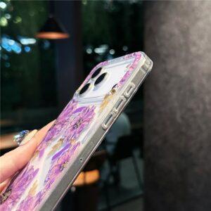 iPhone 17 Pro Max  MagSafe Laser Flower PC + TPU Clear Cover – Violet
