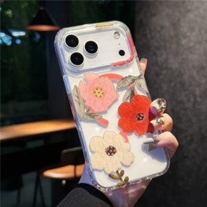 iPhone 17 Pro Max  MagSafe Laser Flower PC + TPU Clear Cover – Begonia Flower
