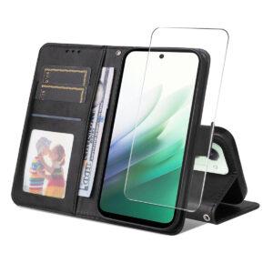 Xiaomi Redmi 15 5G ENKAY HAT PRINCE Leather Wallet Cover with Tempered Glass – Black