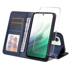 Xiaomi Redmi 15 5G ENKAY HAT PRINCE Leather Wallet Cover with Tempered Glass – Blue