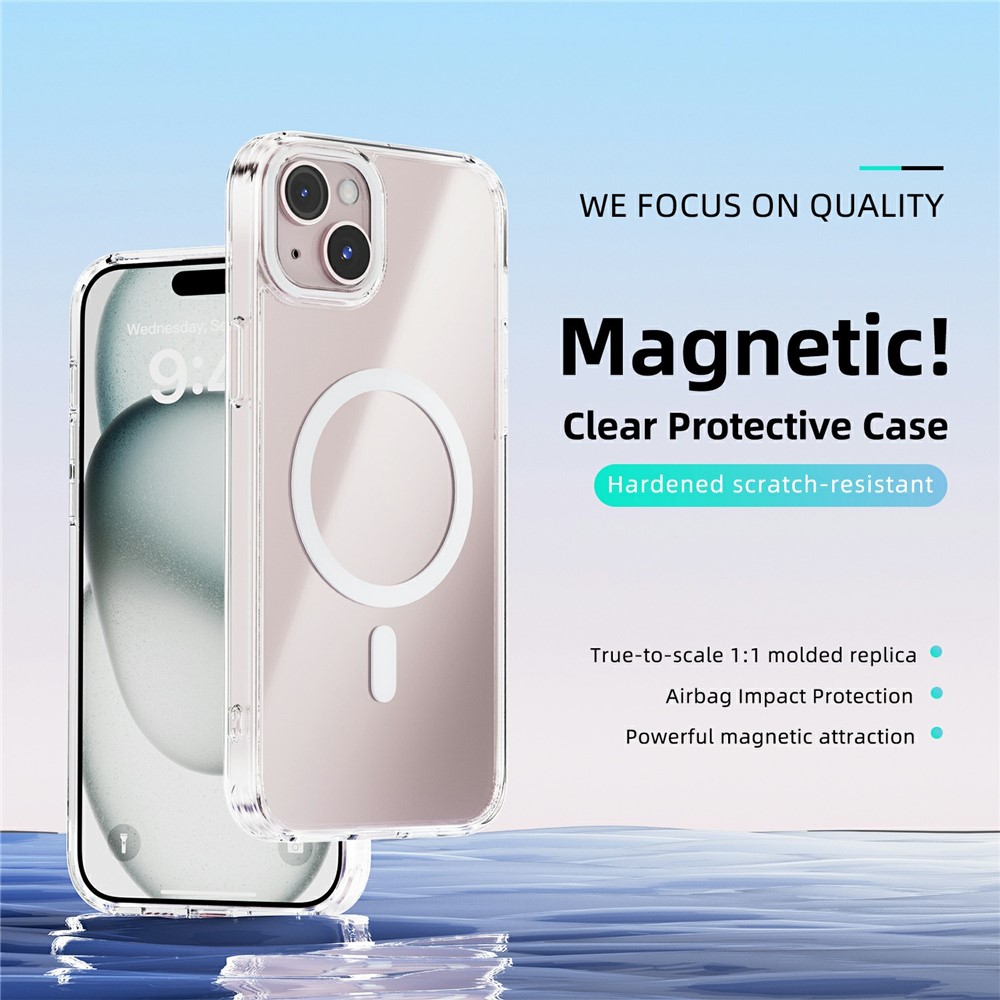 iPhone 15 ABEEL MagSafe Anti Scratch Clear TPU Cover - White - Image 2