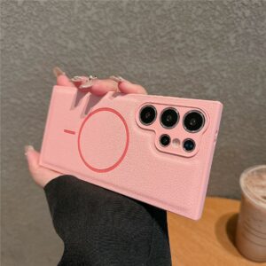 Samsung Galaxy S25 Ultra Leather Coated TPU MagSafe Cover – Pink