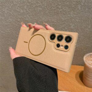 Samsung Galaxy S25 Ultra Leather Coated TPU MagSafe Cover – Yellow