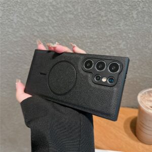 Samsung Galaxy S25 Ultra Leather Coated TPU MagSafe Cover – Black