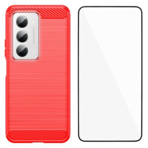 Xiaomi Redmi 15 4G / 5G WANLONFENG LS Series Brushed Texture TPU Cover with Tempered Glass – Red