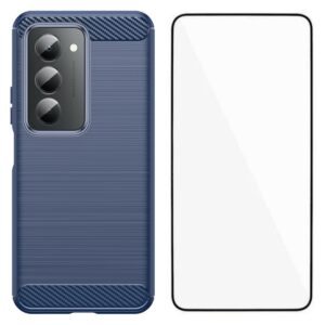 Xiaomi Redmi 15 4G / 5G WANLONFENG LS Series Brushed Texture TPU Cover with Tempered Glass – Blue