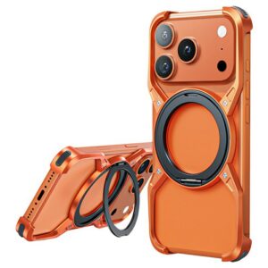 iPhone 17 Pro Kickstand Frameless Aluminum Alloy Bumper Cover – Orange