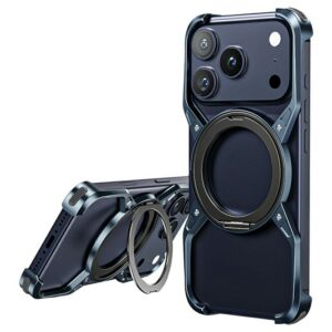 iPhone 17 Pro Kickstand Frameless Aluminum Alloy Bumper Cover – Blue