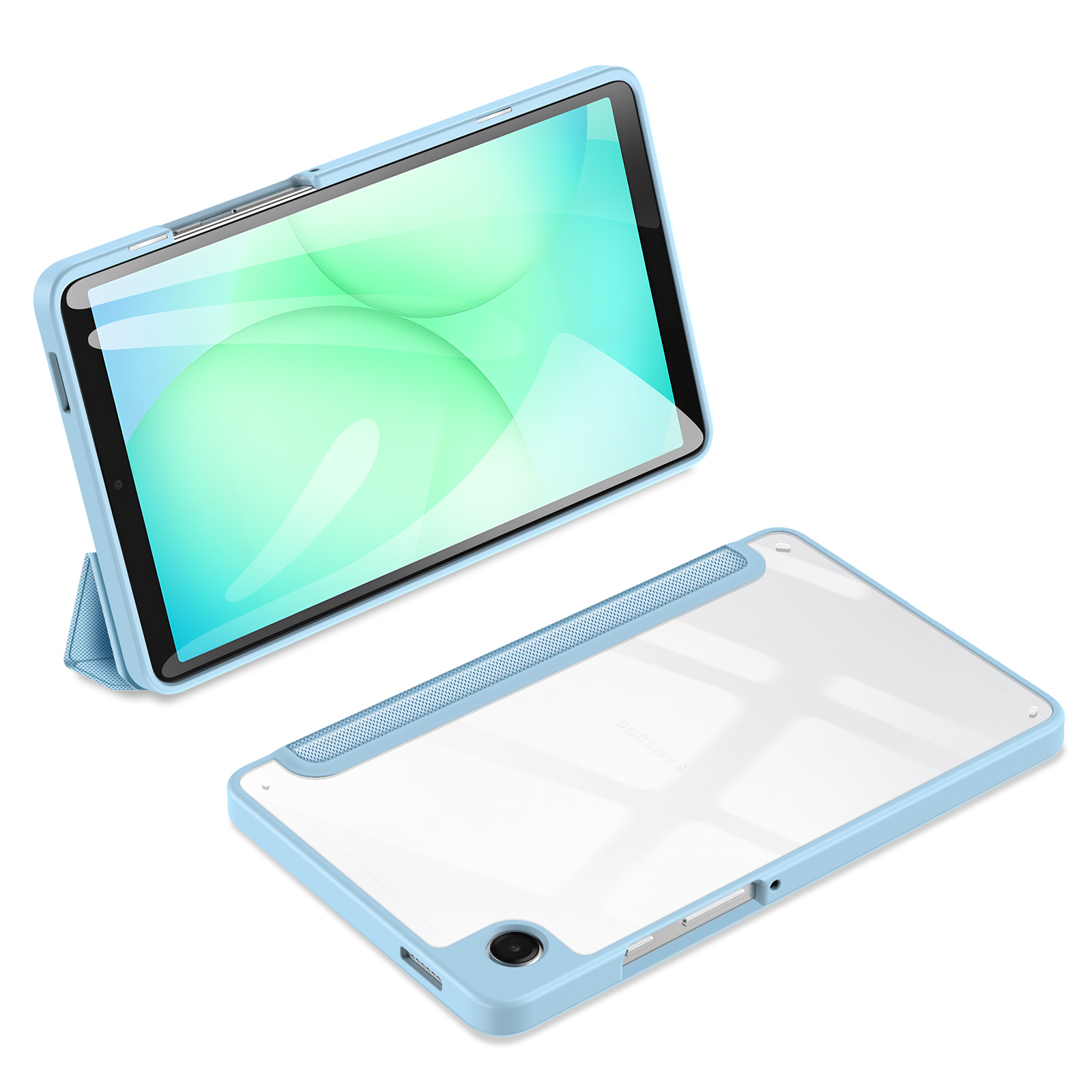 Samsung Galaxy Tab A11/Tab A9 DUX DUCIS TOBY Series Tri-fold Stand PU Leather Cover - Blue - Image 9
