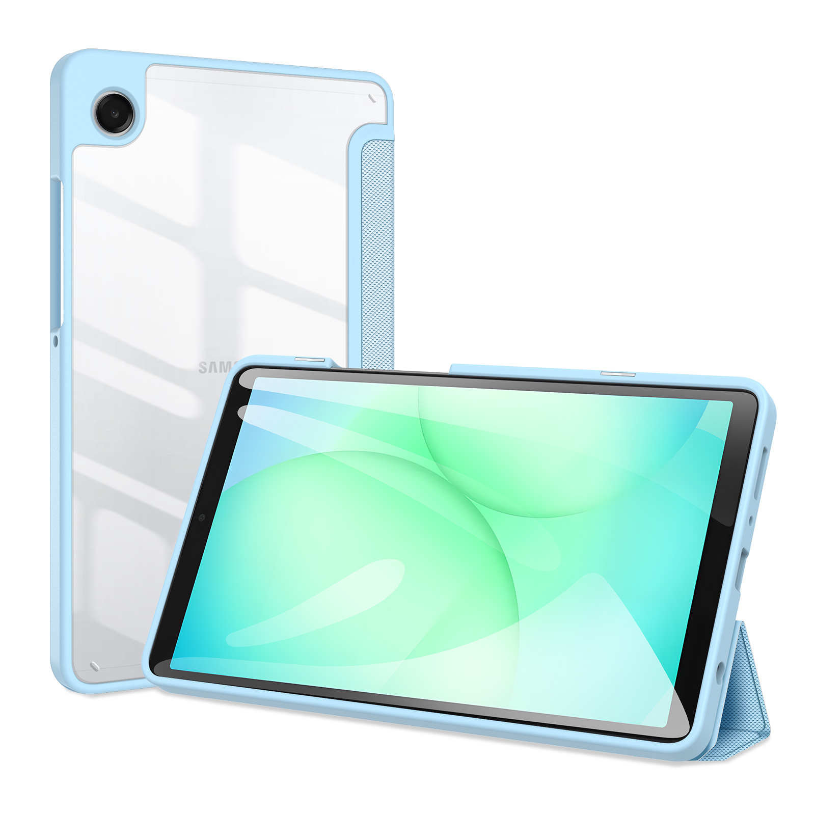 Samsung Galaxy Tab A11/Tab A9 DUX DUCIS TOBY Series Tri-fold Stand PU Leather Cover - Blue - Image 7